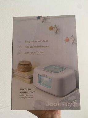 Joolbaby Soft LED Nightlight Wipe Warmer - White with Mint